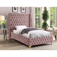 thumbnail image 3 of Meridian Furniture Savan Pink Velvet Twin Bed, 3 of 6
