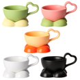 thumbnail image 3 of MesaSe Ceramic Love Cup With Saucer Set Unique Coffee Mug For Latte Tea Milk Gift For Couple, 3 of 11
