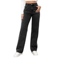thumbnail image 1 of Bmisegm Women's Loose Fit Ripped Jeans, Black, Size S, 1 of 7
