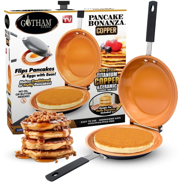 Gotham Steel Pancake Bonanza Double Sided Nonstick Flip Pancake Pan Dishwasher Safe Aluminum Griddle