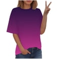 thumbnail image 1 of Timegard Hauts Grande Taille pour Femmes Couleur Dégradée Manches Courtes Col Rond T-Shirts Tunique Décontractée Tendance Blouses, 1 of 7