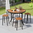 thumbnail image 2 of Gymax 2 Pcs Table d'Événement Demi-Ronde Pliable Table de Banquet Pliable avec Cadre en Métal Brun, 2 of 10