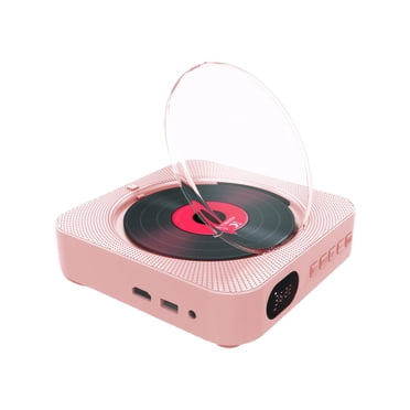 Decodeary Lecteur DVD avec Système de Haut-Parleurs Double Connectivité Bluetooth Haut-Parleurs Doubles Intégrés Peuvent Être Connectés Rose