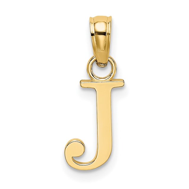 Diamond2Deal 14K Yellow Gold Block Letter J Initial Pendant for Women