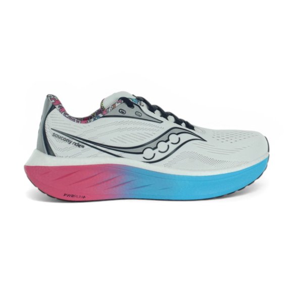 Saucony Men's Ride 18 White/Aqua/Pink Running Shoes S21000-350<span> - </span>7