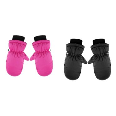 Lot de 2 (Rose Vif 1 Pcs et Noir 1 Pcs) Gants Tactiles Multipack Gants de Neige Mitaines Gants de Ski pour Paires 1 Gants de Ski Chauds Mitaines