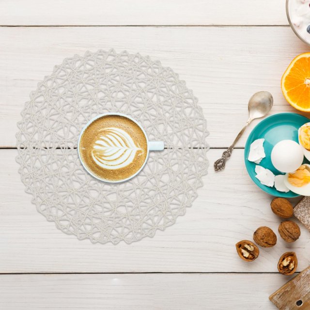 pdqouc 6 Pack Fine Paper Rope Messy Knitting Placemats Paper Placemats Restaurant Table Decoration Kindergarten DIY Props Background Plate Mat Round Table Place Mats Indoor Dining