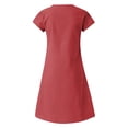 thumbnail image 5 of Cameland Robe d'Été Ample pour Femme à Col en V, Unie, à Manches Courtes, en Coton et Lin, 5 of 5