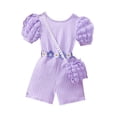 thumbnail image 2 of RXIRUCGD Small And Medium-sized Girls' Puff Sleeve Ribbed Back Body Jumpsuit With Bag( Purple, Size:3 Years ), 2 of 9
