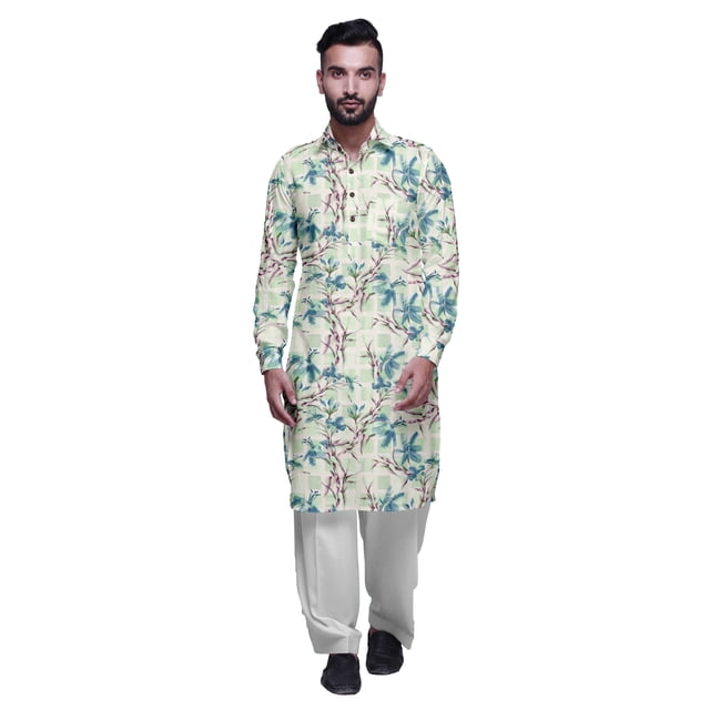 Atasi Kurta Pathani Classique à Col pour Garçons Chemise en Rayonne à Poche avant