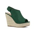 thumbnail image 1 of BLISSFUL STEP Chaussures pour Femmes Espadrilles à Plateforme Compensée à Bout Ouvert Sandales Slingback Vert Émeraude 5,5, 1 of 7