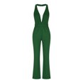 thumbnail image 4 of EQWLJWE Pantalon pour Femmes Combinaison Ample Aguichant Sans Manches à Col Suspendu avec Poche, Couleur Unie pour Femmes, 4 of 6