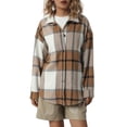 thumbnail image 1 of Women's Oversized Plaid Button Down Shirt Shacket Jacket Long Sleeve Casual Fall Outwear, 1 of 9