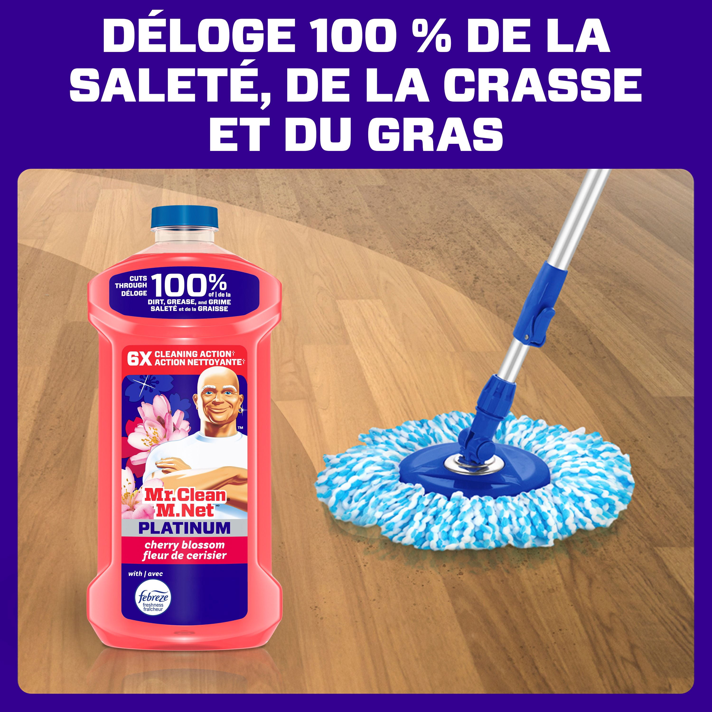 Nettoyant tout usage M. Net, nettoyant pour planchers, savon pour vadrouille, nettoyant liquide, Fleur de cerisier, 1,21 L