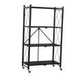 thumbnail image 3 of Abbracc Foldable Bookshelf Organization Cart Utensils Rack Book Case Corner Shelf Holder Four Tier Black, 3 of 9