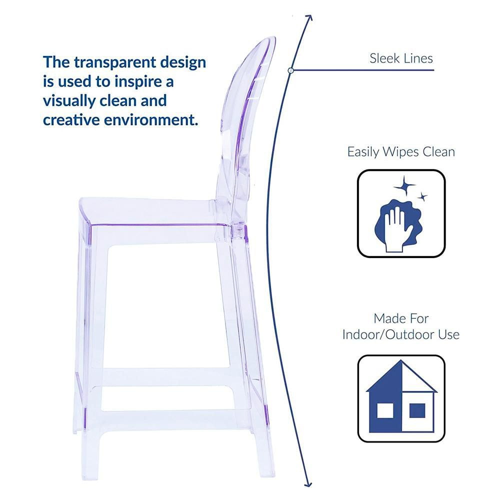 Ensemble de 6 tabourets de comptoir en plastique transparent de la collection Heavenly