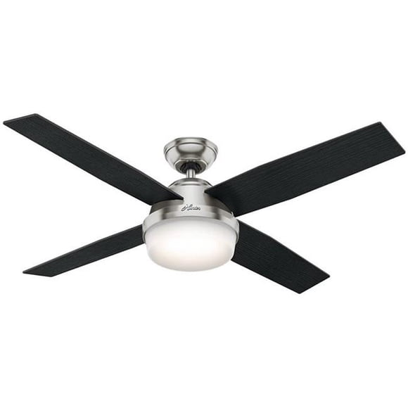 Hunter Ventilateur Company 59216 Dempsey Hunter 52 Pouces Ventilateur de Plafond Intérieur avec Lumière, Fini Nickel Brossé