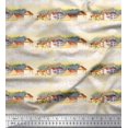 thumbnail image 1 of Soimoi White polyester Crepe Fabric House & Landscape Nature Print Fabric by the Yard 42 Inch Wide, 1 of 5