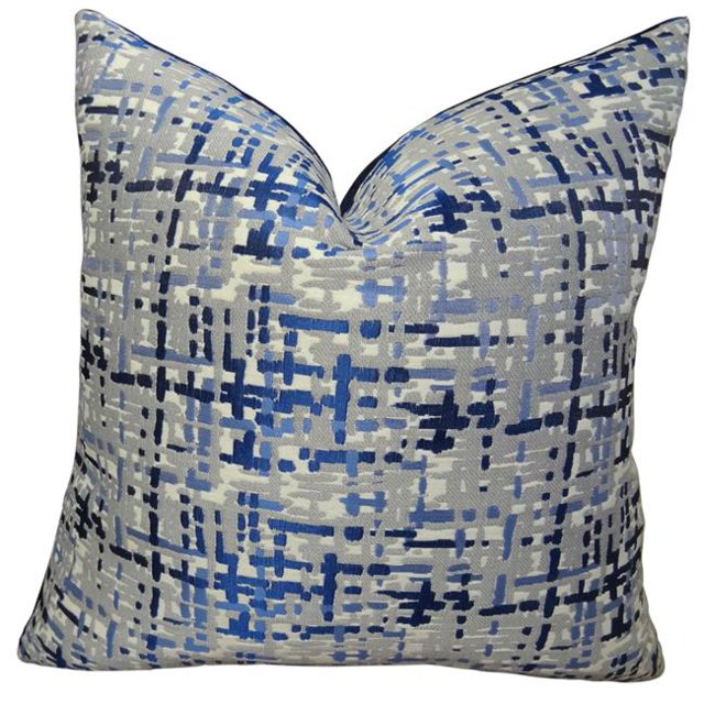 Plutus Coussin Abstrait à Carreaux Fait Main, (24 Pouces x 24 Pouces)