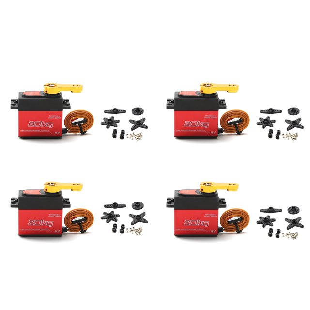 4 Pcs Servo Numérique 20kg Couple Élevé 180° Acier Inoxydable Servo à Engrenages pour Télécommande 1/8 1/10