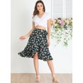 thumbnail image 3 of Unique Bargains Femmes Volant Fusée Cravate Taille Haute Basse Floral Wrap Jupe, 3 of 6
