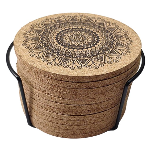 jifeng BolehDeals 12Pieces Cork Coasters Drink Absorbent Coasters 4 Inches Reusable Cup