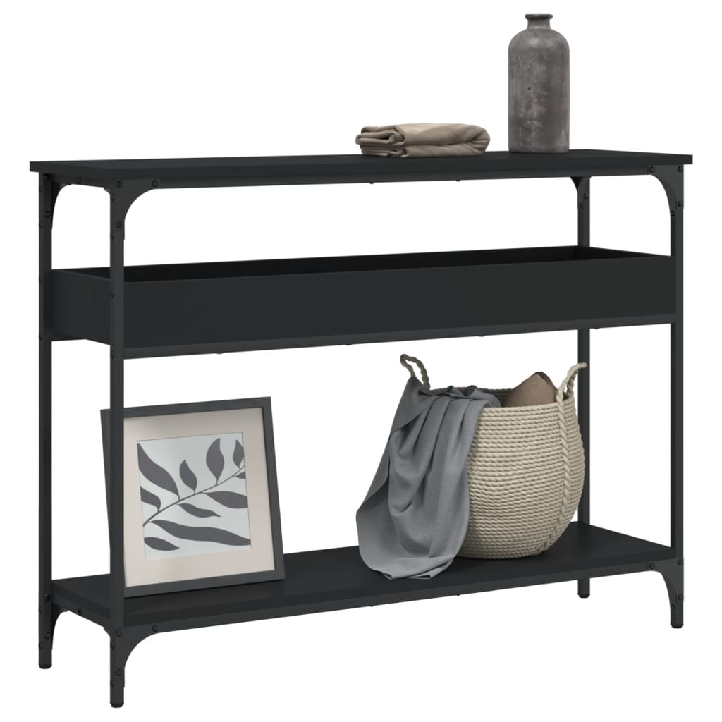 vidaXL Table Console avec Étagère Noire 100x29x75cm Bois Manufacturé