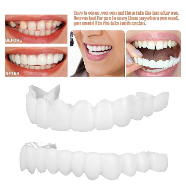 Snap On False Teeth Upper Lower Dental Veneers Dentures Tooth Cover Set-m.1832_High-quality