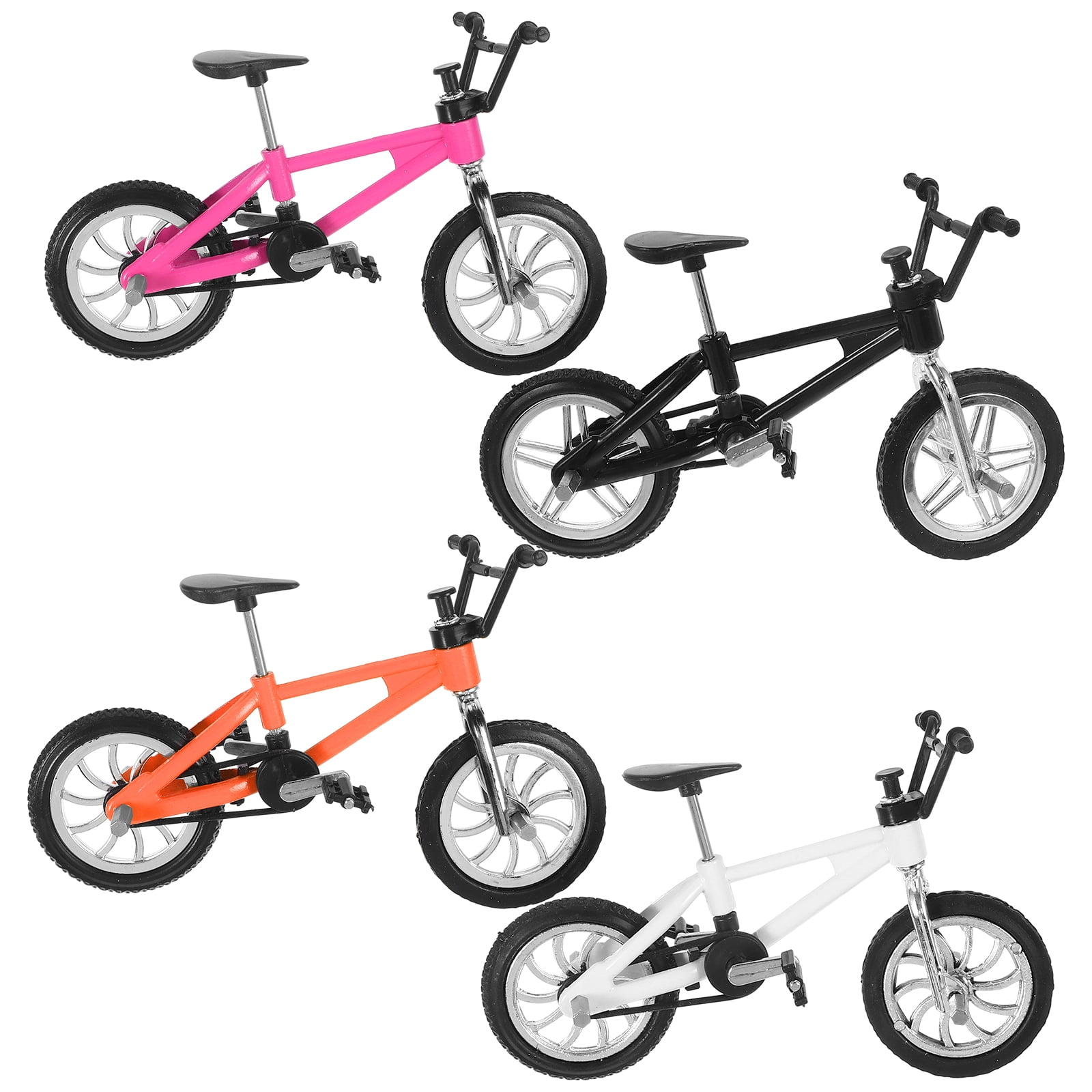 Miniature Mountain Bike Models White Alloy 4Pcs 3.5X2.8X1.0In