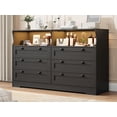 thumbnail image 1 of BeesClover 55 Inch Large Wooden Dresser with 6 Drawers & LED Lights - Multi-Functional TV Stand for Bedroom, Power Outlet, Wide Storage Cabinet, 1 of 9