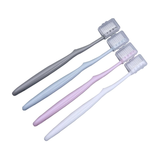 Brosse à Dents au Charbon, Lot de 4, Brosse à Dents à Poils Souples pour Adultes, Ensemble Multipack de Brosses à Dents à Poils Fins pour Dents et Gencives Sensibles, Prise Antidérapante