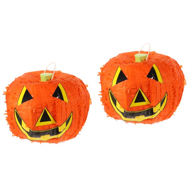 CHOK 2pcs Pumpkin Pinata Paper Made Halloween Pinata Toy Halloween Treat Container Pinata Decor