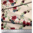 thumbnail image 3 of Soimoi White polyester Crepe Fabric Ranunculus & Penoy Floral Print Decor Fabric Printed By the Yard 52 Inch Wide, 3 of 3