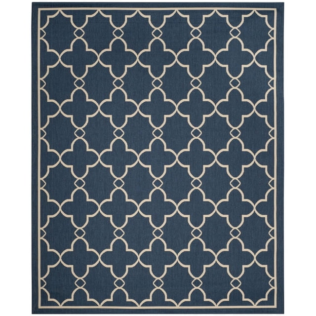 SAFAVIEH Courtyard Tapis d'Intérieur/extérieur Géométrique Harmon avec Fond Bleu Marine et Motif de Treillis Géométrique Blanc Cassé, Fabriqué en Polypropylène durable en Tissage de sisal pour un Entretien Extérieur Facile, Convient aux patios et aux Espaces Intérieurs Occupés, Aussi Souvent Utilisé comme Revêtement de Sol Décoratif pour les Entrées.