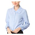 thumbnail image 1 of INSPIRE CHIC Women's Sweet Ruffle Peter Pan Collar Button Up Work Shirts, 1 of 6