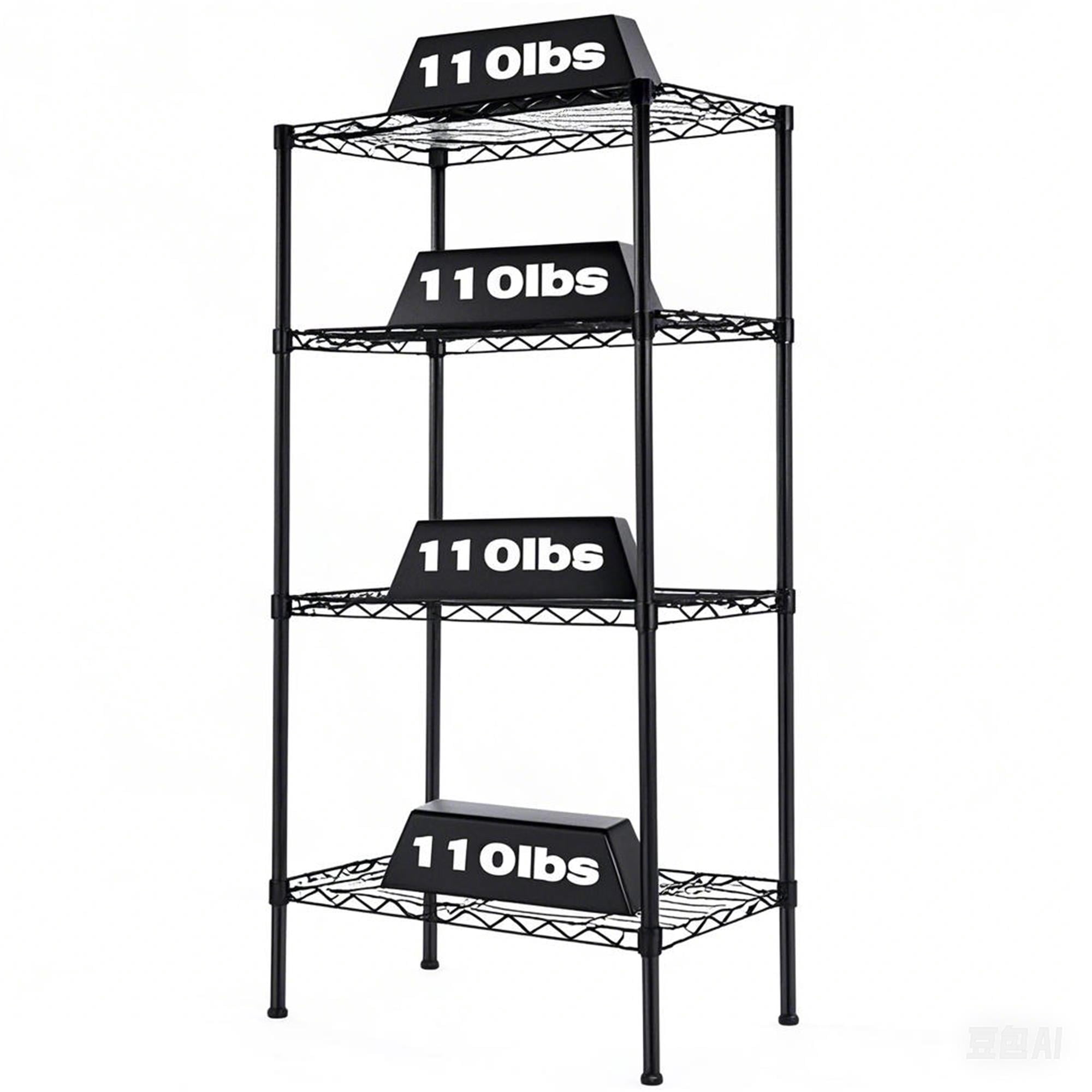 4 Tier Steel Storage Storage Shelves, Adjustable Shelving Unit, 440LBS Weight Capacity, 23.6"W x 13.7"D x 47"H Garage Tool Wire Organizer Shelf