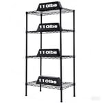 4 Tier Steel Storage Storage Shelves, Adjustable Shelving Unit, 440LBS Weight Capacity, 23.6"W x 13.7"D x 47"H Garage Tool Wire Organizer Shelf