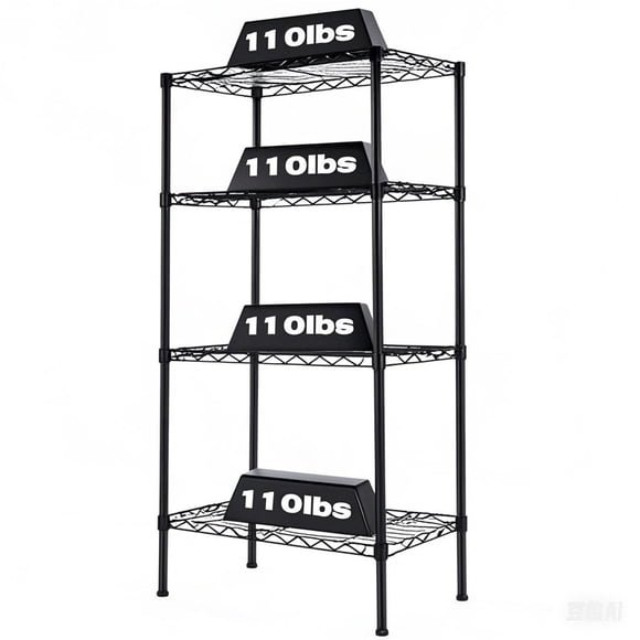 4 Tier Steel Storage Storage Shelves, Shelving Unit, 440LBS Weight Capacity, 23.6"W x 13.7"D x 47"H Garage Tool Storage Rack Adjustable Wire Organizer Shelf