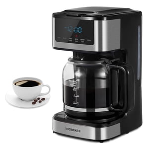 Ihomekee Coffee Machine à café à drip programmable 12 Coupe, régulière & Machine à café Brew forte avec fonction de café glacé pour la maison et le bureau, noir & Acier inoxydable (Bla