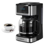 Ihomekee Coffee Maker, Programmable Drip Coffee Maker 12 Cup, Regular & Strong Brew Drip Coffee Machine with Iced Coffee Function for Home and Office, Black & Stainless Steel (Bla