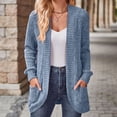 thumbnail image 2 of Yuyuzo Womens Cardigan Long Sleeve Open Front Ribbed Knit Tops Fall Casual Outwear Solid Color with Pockets, 2 of 6
