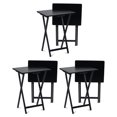 thumbnail image 1 of PJ Wood Plateau Télé Pliant, Ensemble de Table en Bois Portable avec Rangement, Noir, 6 Pcs, 1 of 10