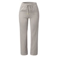 thumbnail image 2 of Kcodviy Women Solid Straight Solid Sweatpants Women Elastic Pants Long Drawstring Plus Size Extra Long Yoga Pants Linen Women Waist Cotton Work Pants for Women Plus Size Casual Pants, 2 of 4