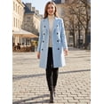 thumbnail image 2 of INSPIRE CHIC Women's Notched Lapel Collar Double Breasted Mid Length Overcoat, 2 of 6
