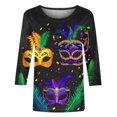 thumbnail image 5 of Penkiiy Blouse de Carnaval Manches 3/4 Chemise de Printemps Tee Quotidien Imprimé Masque Blouse Mardi Gras Col Rond 2024 Tee Tunique Habillée 5TG Multicolore, 5 of 5