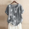 thumbnail image 2 of CHUANK Chemises pour Femmes Dames Liquidation T-Shirts d'Été Décontractés pour Femmes Col Rond Manches Courtes Imprimé Floral Chemise Ample Hauts, 2 of 4