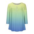thumbnail image 4 of Pisexur Womens Plus Size Sweatshirt Gradients 3/4 Length Sleeve Tops Fall V-Neck Blouses Spring Ruffle Sleeve Tunic T-Shirts Dressy Casual, 4 of 4
