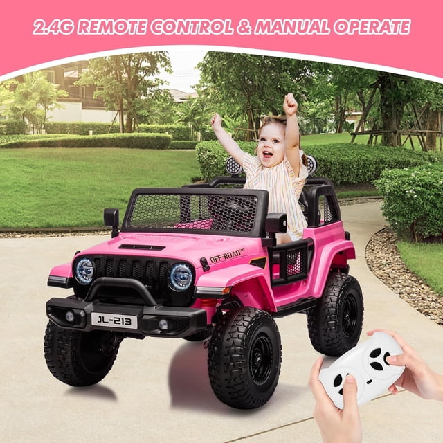 Royalbelle Pink 24v Ride on Car for Ages 3-8, 2-Seater UTV Truck with Remote