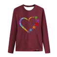 thumbnail image 4 of Pisexur Hauts d'Automne pour Femmes Mode Mignon Cœur Graphique Imprimé T-Shirt Hauts Col Rond Manches Longues Chemises pour Femmes Habillées Décontractées Sorties Hauts Confort Polyvalent Léger T-Shirts, 4 of 5