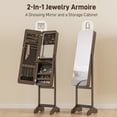 thumbnail image 4 of HOMCOM Freestanding Mirrored Jewelry Cabinet with LED Lights and Stand, 4 of 10